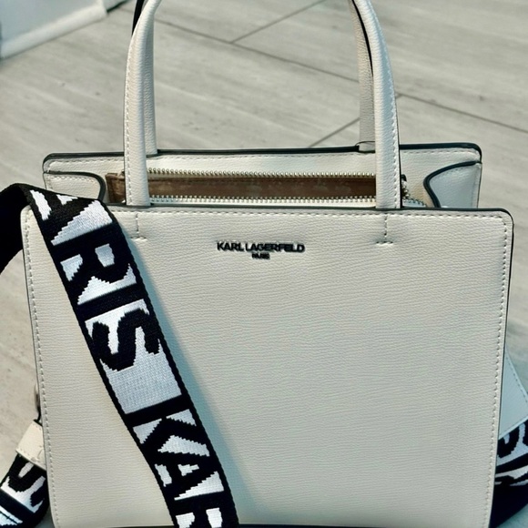Karl Lagerfeld White Satchel with Black Strap - Picture 2 of 4
